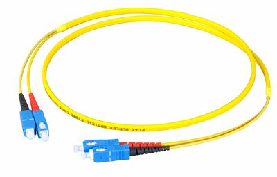Fiber kábel SC-SC, 0.5m Duplex OS2(9/125µm), LSOH, FlatTwin (plochý), 5mm, žltý