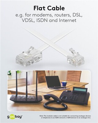 Kábel telefónny RJ11/RJ45, 10m, biely