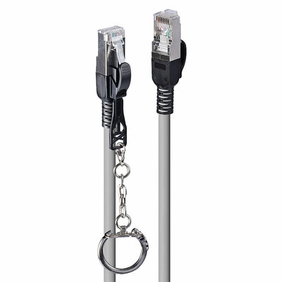 S/FTP (PiMF) Patchkábel LSOH 0.3m cat.6a, sivý, Cu, UL, Security Cable (so zámkom)