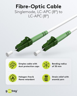 Fiber kábel LC/APC-LC/APC, 1m Simplex OS2(9/125µm), LSOH, 3mm, biely