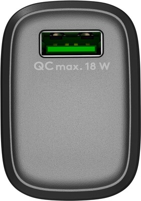 Nabíjačka USB 230V 1 port, 1xUSB A QC 3.0, 18W, čierna