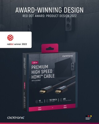 Kábel HDMI M/M 3m, High Speed+Eth, 4K@60Hz, HDMI 2.0, 18G, pozl. konektor, modrý, C