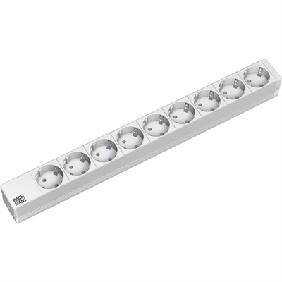 19" zásuv. lišta 9xSCHUKO, vidlica (CEE7/7), 16A, 3600W, 2m, sivá
