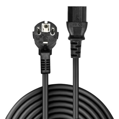 Kábel sieťový 230V, vidlica (CEE7/7) lomená - C13, 2m, 0.75mm², 10A, čierny
