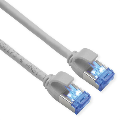 S/FTP (PiMF) Patchkábel LSOH 0.3m cat.6a, sivý, slim, Cu