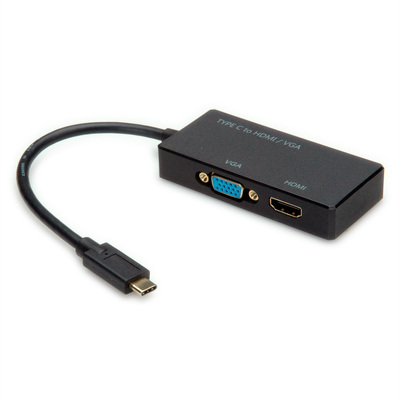 Adaptér USB 3.1 Typ C na HDMI/VGA, 1.4 4K@30Hz, čierny, 0.1m