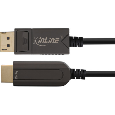 Kábel DisplayPort na HDMI M/M 50m, 4K@60Hz, DP v1.2, 18Gbit/s, audio, jednosmerný, aktívny, optický