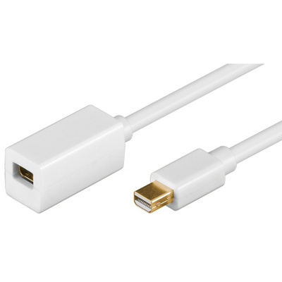 Kábel DisplayPort mini M/F 1m, 4K@60Hz, DP v1.2, 21.6Gbit/s, biely, pozl. konektor