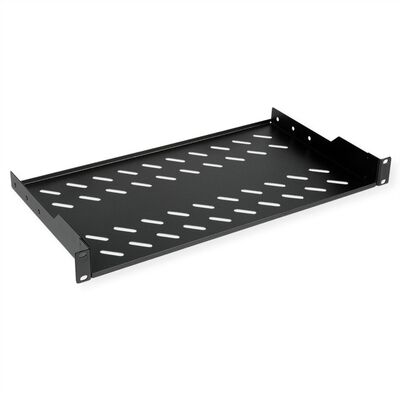 19" Polica 250mm, max. 15kg, 1U, sada skrutiek a podložiek v balení, čierna