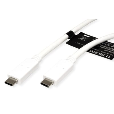 Kábel USB 3.2 Gen 2, Typ C CM/CM 1m, 10Gbps, PD 100W 20V5A, biely §§