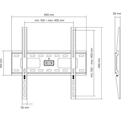 Držiak pre LCD TV na stenu, 32-55", max 75kg, VESA do 500x400mm, tenký 81 - 140cm, čierny