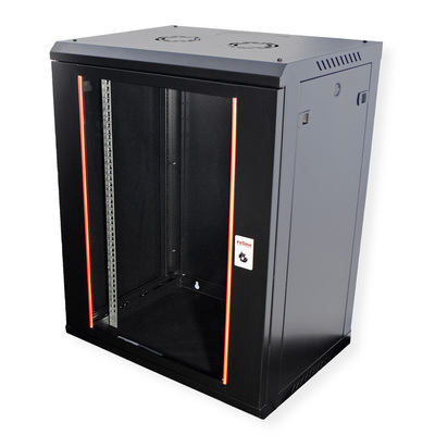 19" Rack na stenu 15U, čierny, 779x600x450mm (HxWxD), odnímateľné bočnice