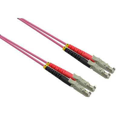 Fiber kábel E2000-E2000, 7.5m Duplex OM4(50/125µm), LSOH, 3mm, fialový