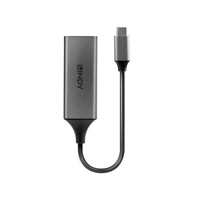 Adaptér USB 3.1 Typ C na RJ45 (Gigabit Ethernet), 10cm, čierny/sivý
