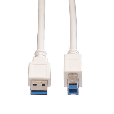 Kábel USB 3.2 Gen 1, A-B M/M 3m, 5Gbps, biely