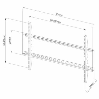 Držiak pre TV 42-80'' na stenu, max 60kg, slim profil 36mm, VESA do 800x400, čierny 