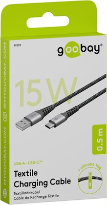 Kábel USB 2.0 Typ C AM/CM 0.5m, High Speed, Power Delivery 60w 20V3A, čierny/sivý