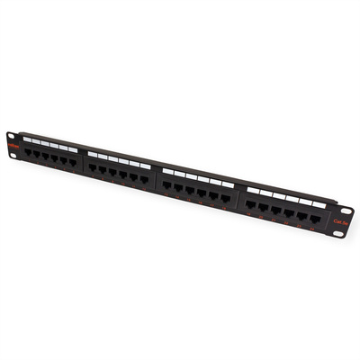 19" Patch panel 24port cat.5e, netienený, 1U, čierny