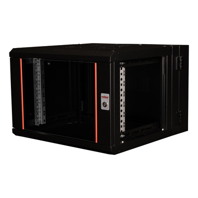 19" Rack na stenu 7U, čierny, 418x600x600mm (HxWxD), RAL9005, PRO, otočný (2-dielny)