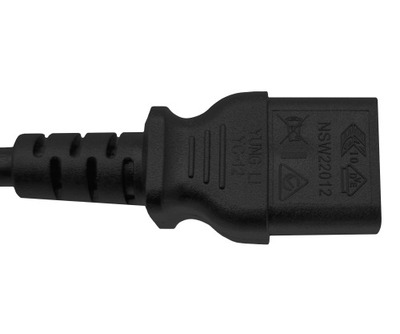 Kábel sieťový 230V, vidlica (Typ K) Dánsko lomená - C13, 3m, 1.00mm², 10A, čierny