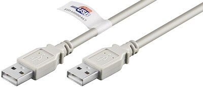 Kábel USB 2.0 A-A M/M 2m, High Speed, sivý, CERT