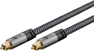 Kábel Toslink audio optický SPDIF prepojovací M/M 10m, ø6.5mm, pozl. konektor, čierny/sivý