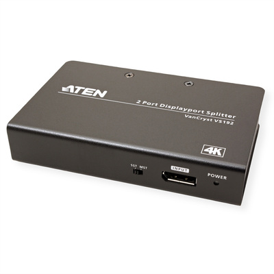 Video distribútor/splitter/ hub DisplayPort 1.2 1IN/2OUT, 21.6 Gbps, MST, 4K@60Hz, ext. adaptér