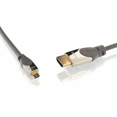 Kábel HDMI/HDMI micro M/M 2m, Ultra High Speed+Eth, 4K@60Hz, HDMI 2.0,G pozl. kon., sivý, Cromo