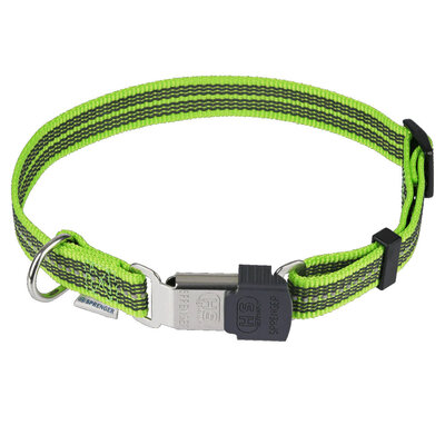 Obojok pogumovaný nastaviteľný 1.9cm/40-55cm, ClicLock, reflexný zelený, HS