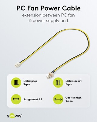 Kábel napájací interný FAN 3pin M na 2pin F