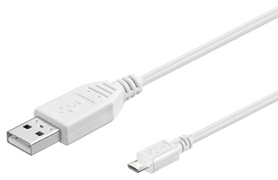 Kábel USB 2.0 A-MICRO-B M/M 1.8m, High Speed, biely