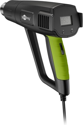 Teplovzdušná pištoľ 1500 W s LCD displejom, regulácia 100–650 °C, 4 nástavce, Premium, čierna