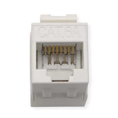 Konektor Keystone cat.6a, netienený, biely, beznástrojový (toolless), SLIM, ShortBody
