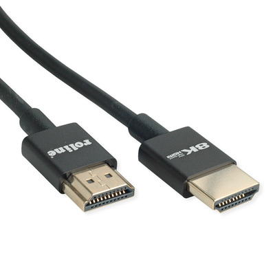 Kábel HDMI M/M 1m, Ultra High Speed+Eth, 8K@60Hz, HDMI 2.1, pozl. konektor, čierny, Slim