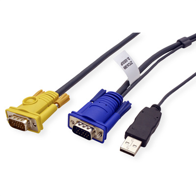 Sada káblov pre KVM VGA - SPHD M/M, USB-A M (PS2 konvertor), 3m