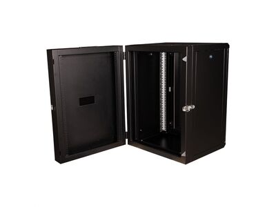 19" Rack na stenu 16U, čierny, 818x600x600mm (HxWxD), RAL9005, PRO, otočný (2-dielny)