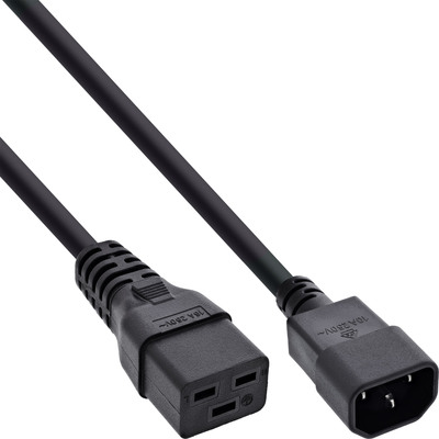 Kábel sieťový 230V C14 - C19, 3m, 1.50mm², 10A, čierny