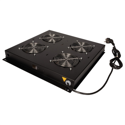 19" Ventilačná jednotka, stropná, 4 vetráky, ON/OFF, čierna, RAL9005