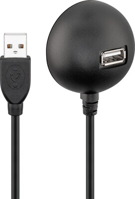 Kábel USB 2.0 A-A M/F 1.5m, High Speed, predlžovací, čierny, ťažítko