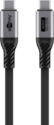 Kábel USB 4 Gen 3x2, Typ C CM/CM 1.5m, 80Gbps, PD 240w 48V5A, oplet, čierny