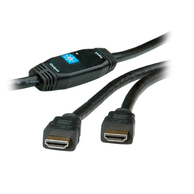 Kábel HDMI M/M 30m, High Speed+Eth, 4K@30Hz, HDMI 1.4, pozl. konektor, čierny, jednosmerný, aktívny