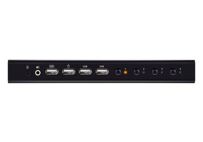 KVM switch/prepínač 4PC, HDMI, USB 2.0, hub, audio, 4K@60Hz, čierny