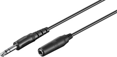 Kábel 6.35mm stereo jack M/F predlžovací 5m, čierny