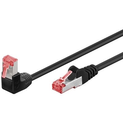 S/FTP (PiMF) Patchkábel LSOH 0.5m cat.6, čierny, Cu, zahnutý (1x90°)