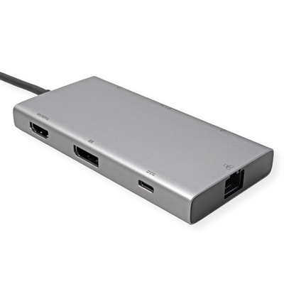 Dokovacia Stanica USB Typ C, HDMI+DisplayPort, 2xUSB-A, 2xUSB-C, LAN, PowerDelivery, 4K@60Hz, 0.2m, 
