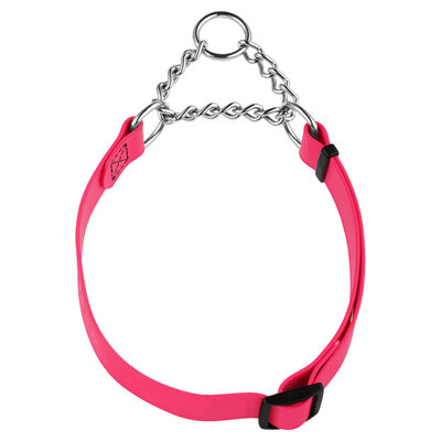 Obojok nastaviteľný BioThane 25mm/40-65cm, s retiazkou, ružová