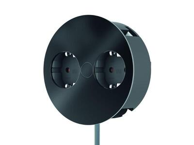 TWIST 2xSCHUKO 230V, 2m kábel 1.5mm², vidlica CEE7/7, čierny matný