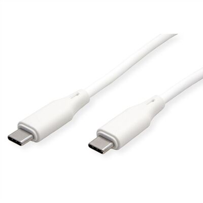 Kábel USB 2.0 Typ C CM/CM 1m, High Speed, PD 60w 20V3A, biely, pozl. konektor, flexibilný