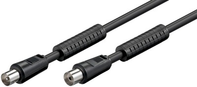 Kábel anténny, koax TV M/F predlžovací 1.5m, 75 Ohm, 80dB, 2x tienený, CCS, s ferritom, čierny