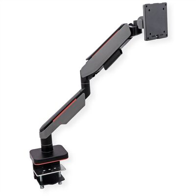 Držiak pre monitor na stôl, úchyt o dosku, pneumatický, max 20kg, rameno 542mm, VESA 75/100, čierny